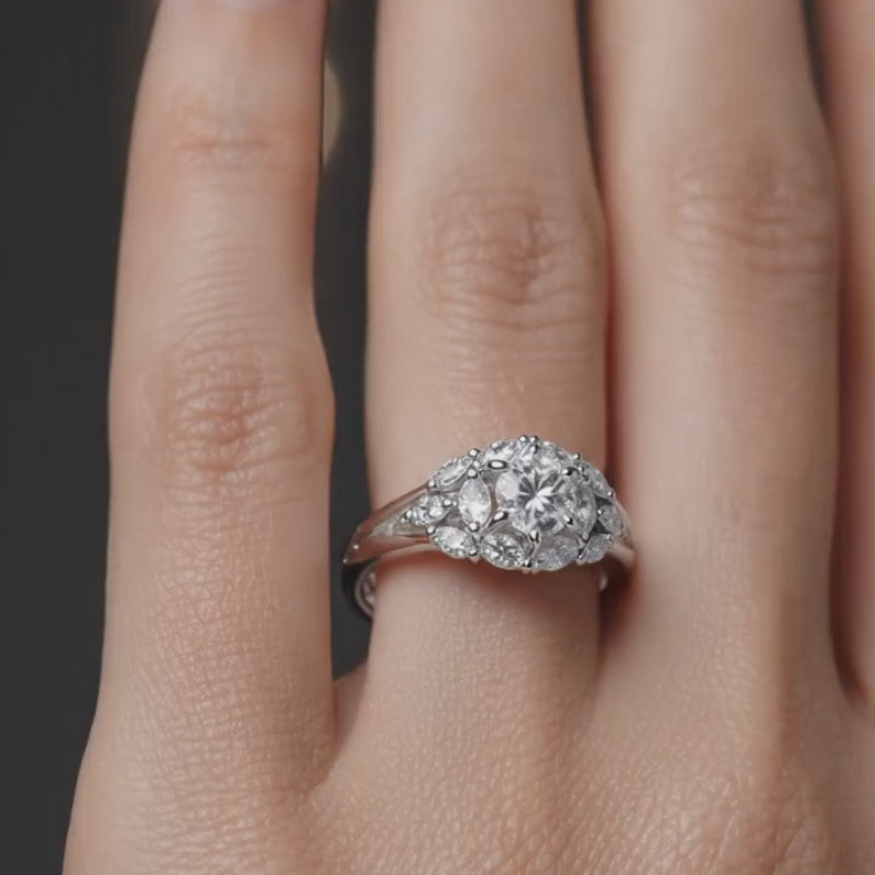 Silver CVD Diamond Engagement Ring VVS Elegant Design