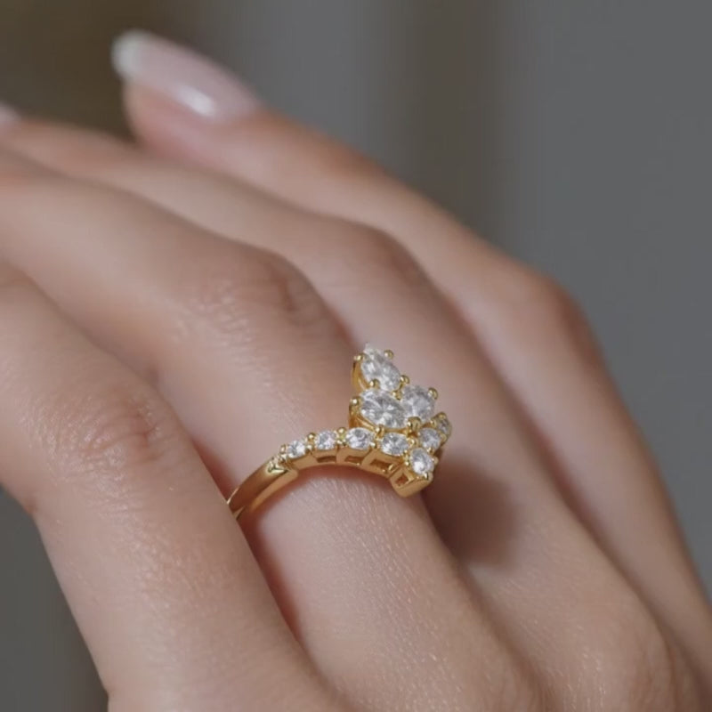 18K Gold CVD Diamond Ring VVS EF Luxury Fine Jewelry