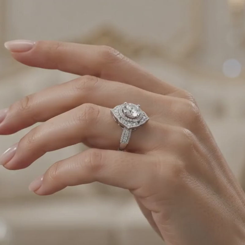 925 Silver CVD Diamond Engagement Ring VVS EF Elegant Ring