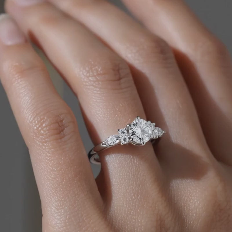 925 Silver 7-Stone CVD Diamond Ring – VVS Clarity Band
