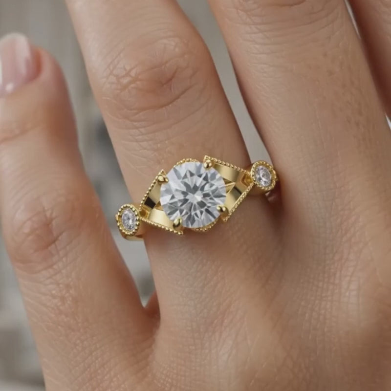 18K Gold CVD Diamond Engagement Ring VVS EF Clarity (0.05ct)