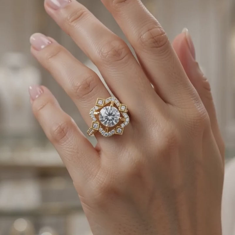 18K Gold CVD Diamond Engagement Ring VVS (0.73 Ct)