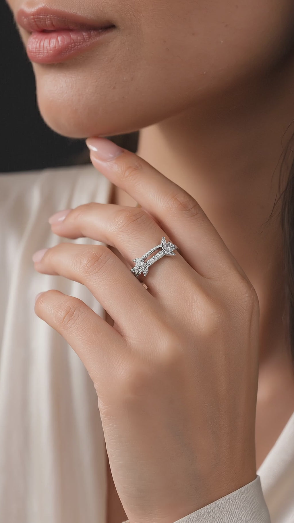 925 Silver CVD Diamond Ring VVS EF Minimal Luxury Ring