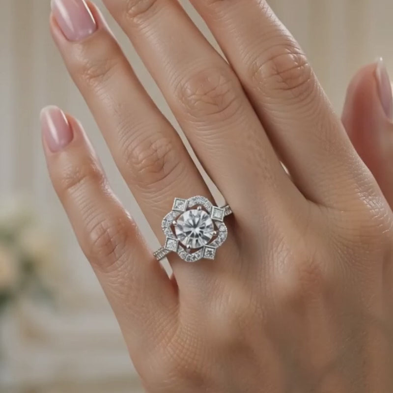 Silver CVD Diamond Engagement Ring VVS Clarity (0.73 Ct)