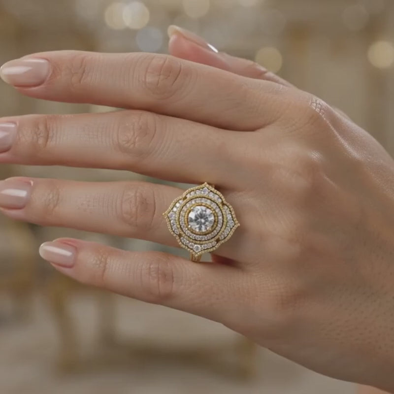 18K Gold CVD Diamond Engagement Ring VVS EF Luxury Ring