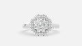 Round Cluster Diamond Halo Ring in Silver Front View with Brilliant CVD Diamonds