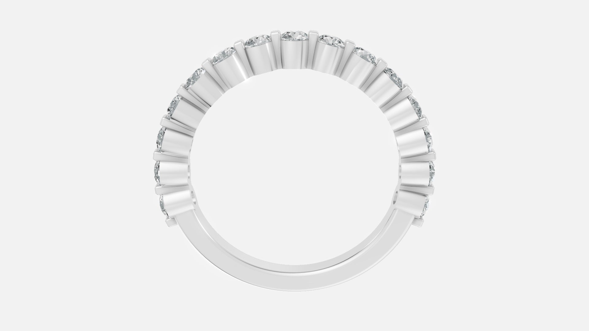 Elegant 925 silver diamond half eternity ring side profile design