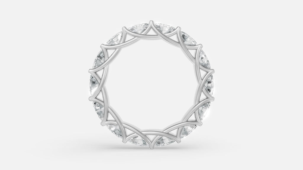 925 silver oval diamond eternity ring top profile with luxury VVS diamonds