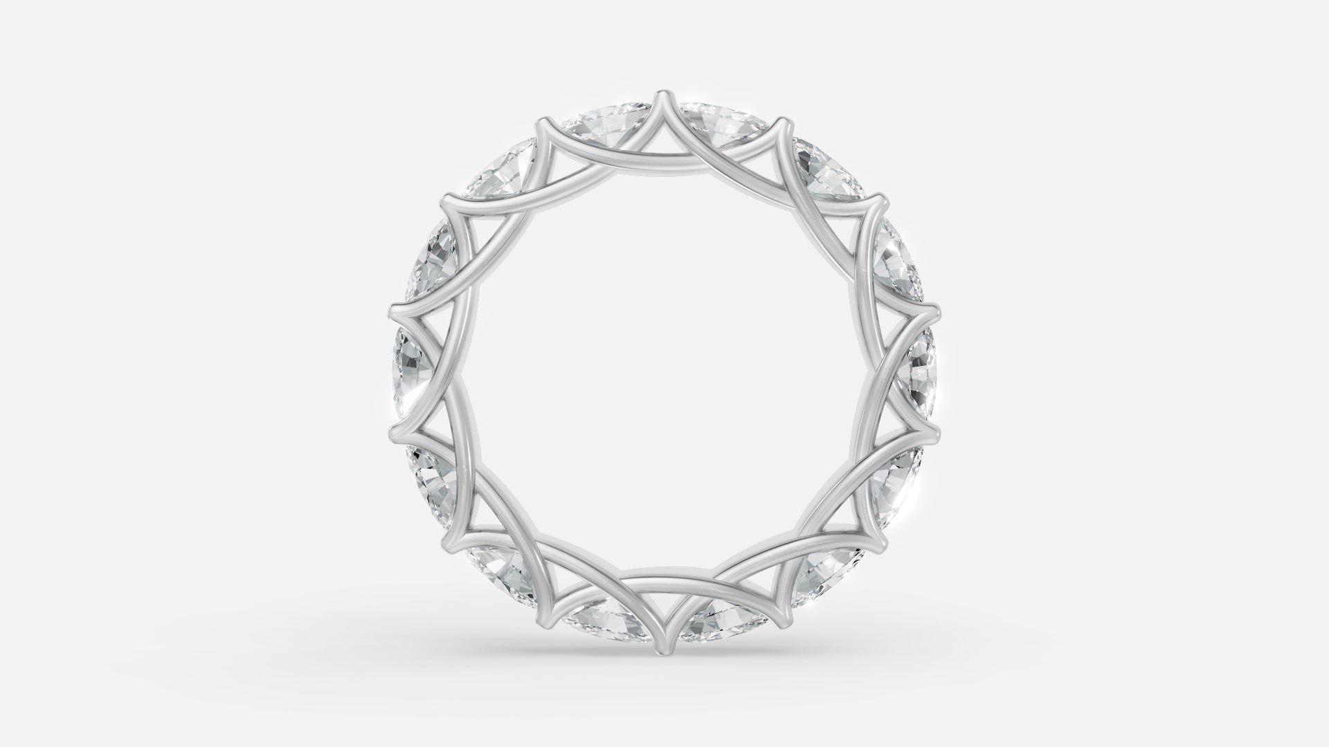 925 silver oval diamond eternity ring top profile with luxury VVS diamonds