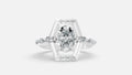 silver oval diamond ring front view with VVS diamonds