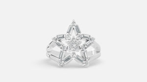 Silver Star Cluster Diamond Enagagement Ring