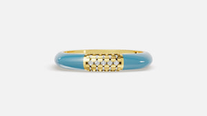 Skyline Grid Diamond Enamel Band Ring in Gold