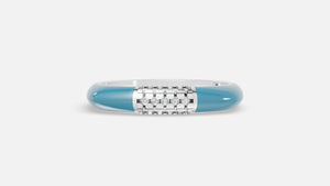 Skyline Grid Diamond Enamel Band Ring in Silver