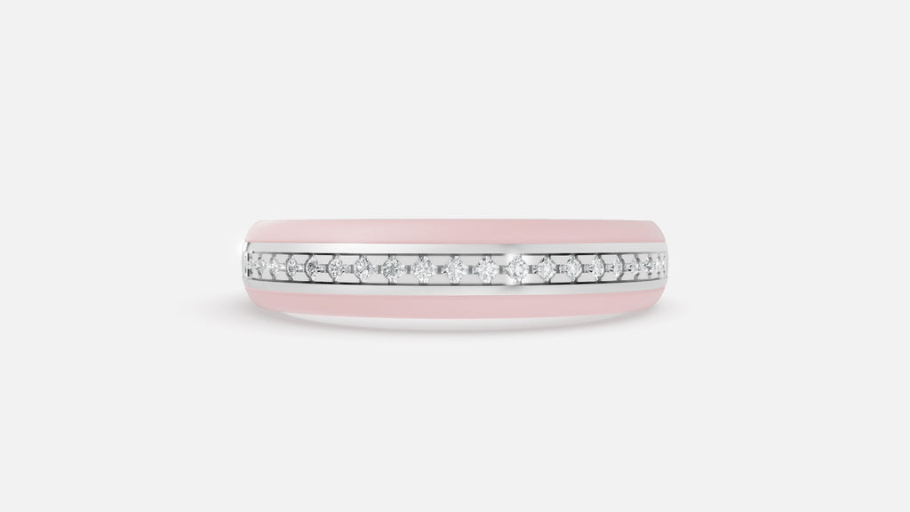 White Gold Channel Set Lab Grown Diamond Band Front view