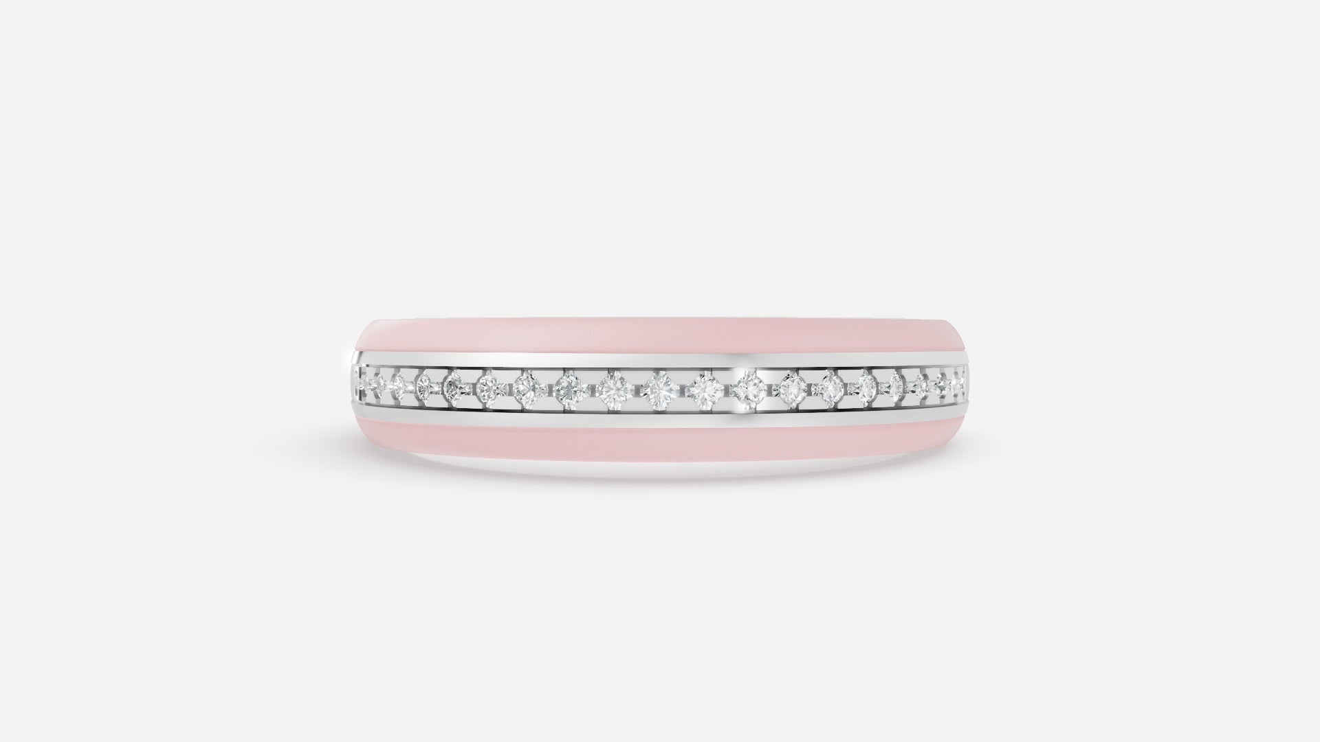 White Gold Channel Set Lab Grown Diamond Band Front view