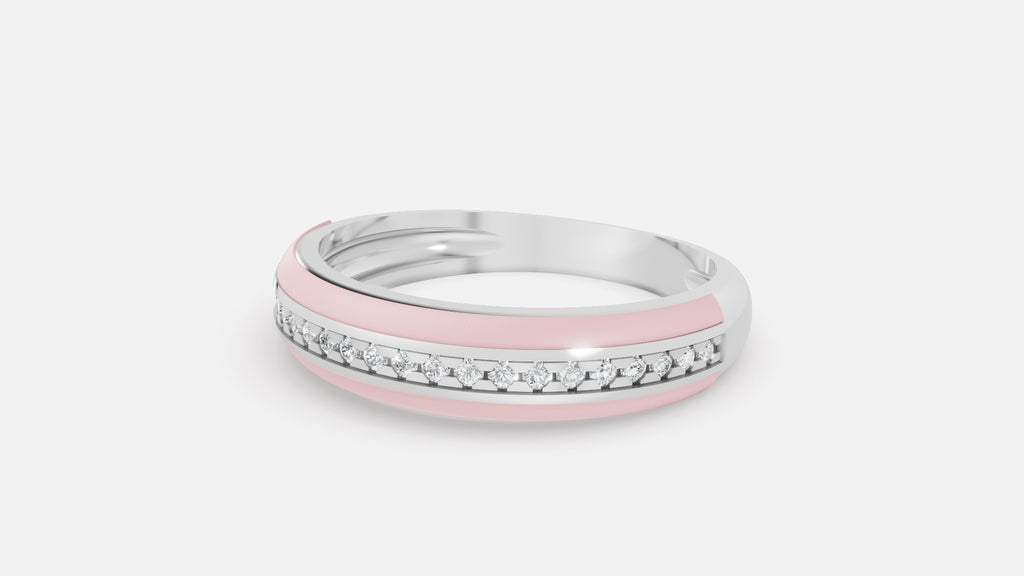 White Gold Channel Set Lab Grown Diamond Band Side view