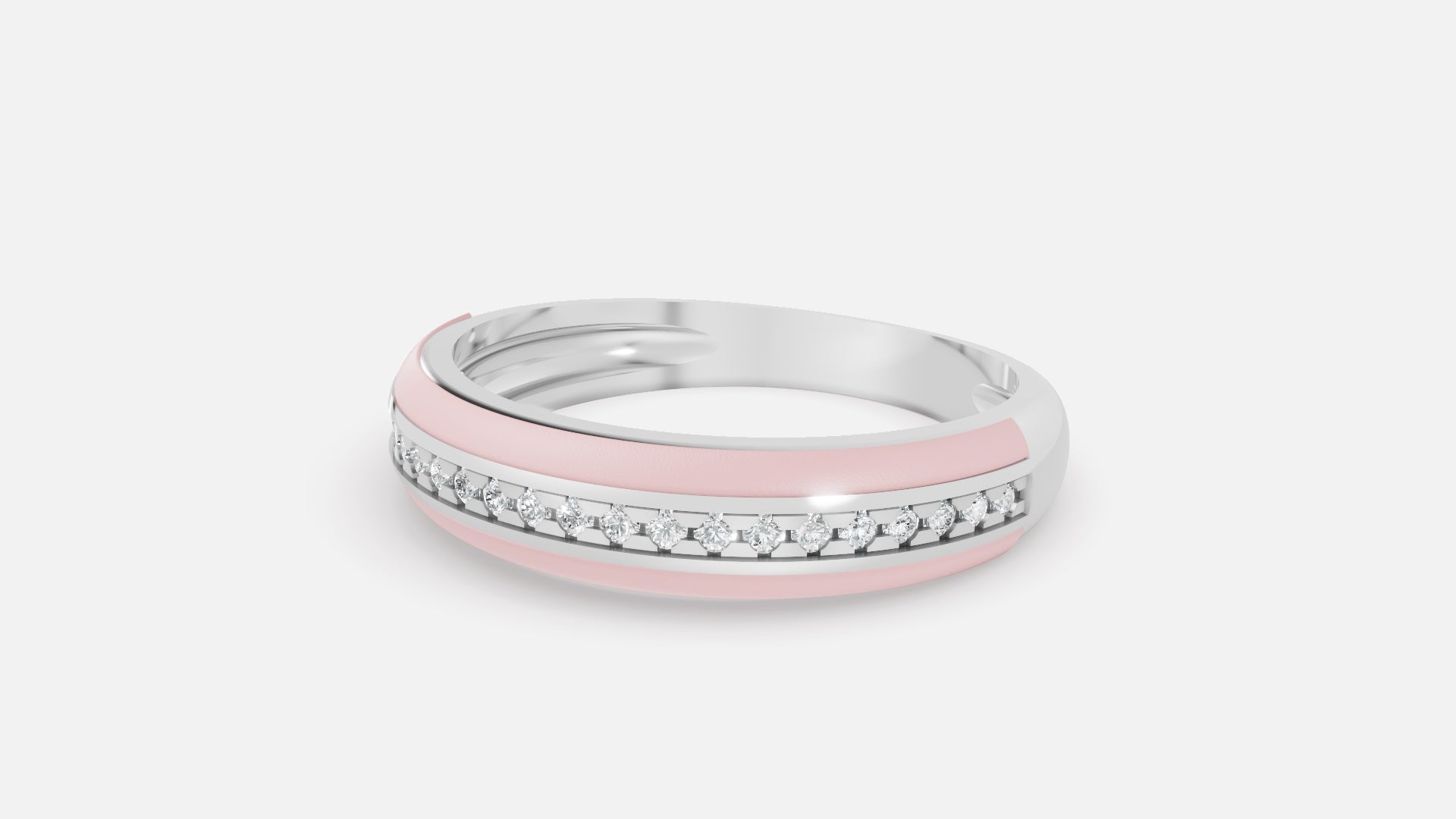 White Gold Channel Set Lab Grown Diamond Band Side view