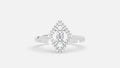 White Gold Baguette & Round Marquise Double Halo Lab Grown Diamond Engagement Ring Front view