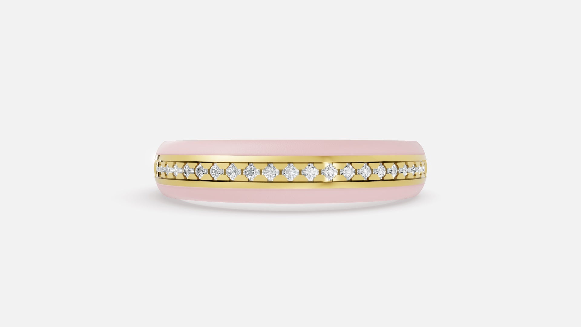 Yellow Gold Channel Set Diamond Wedding Ring Front View