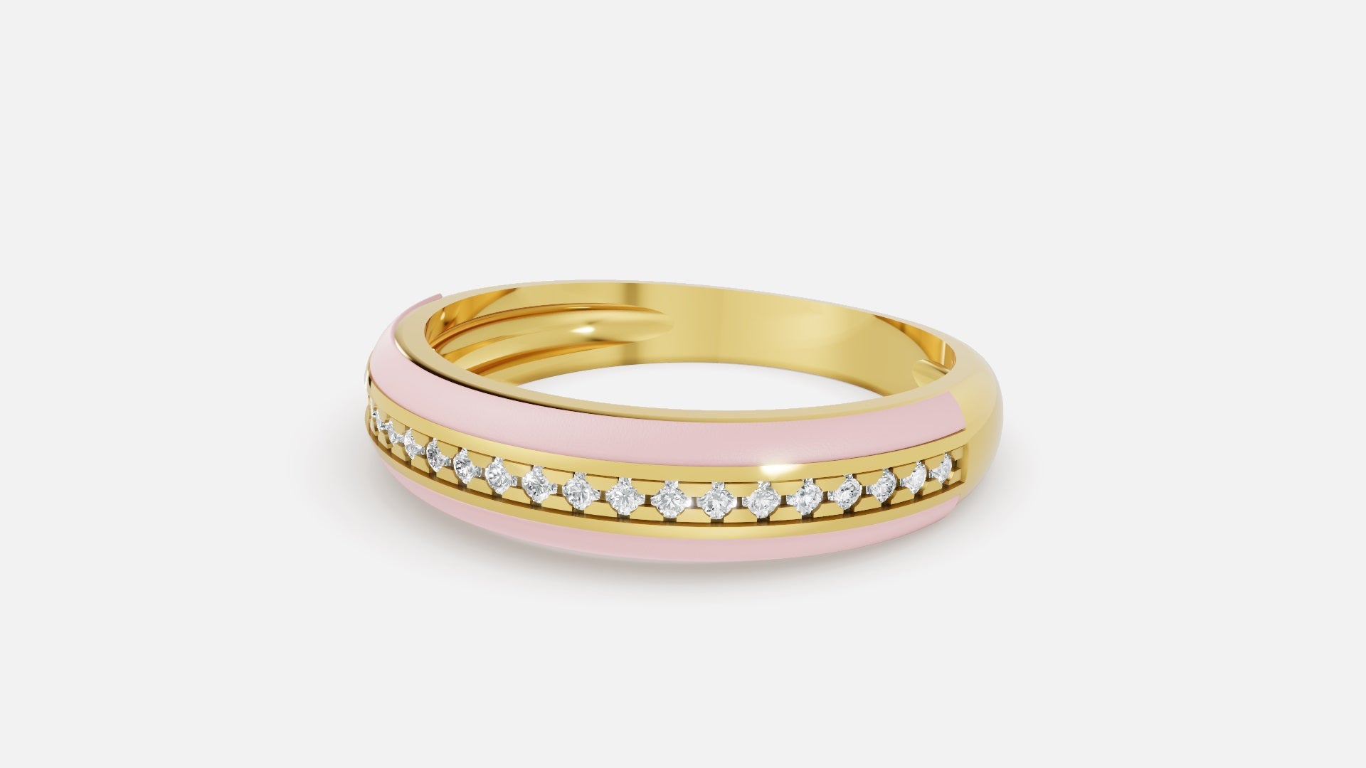 Yellow Gold Channel Set Diamond Wedding Ring Side View