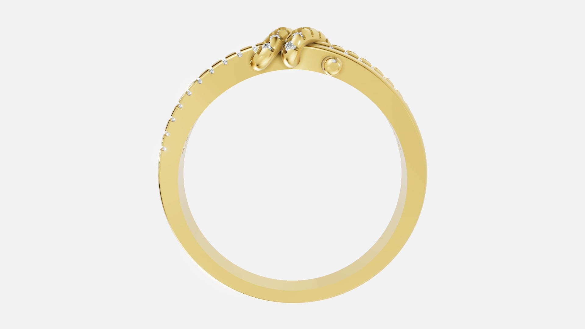 Yellow Gold Lab Grown Diamond Infinity Love Knot Ring Side Profile