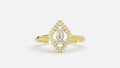 Yellow Gold Baguette & Round Marquise Double Halo Lab Grown Diamond Engagement Ring Front View