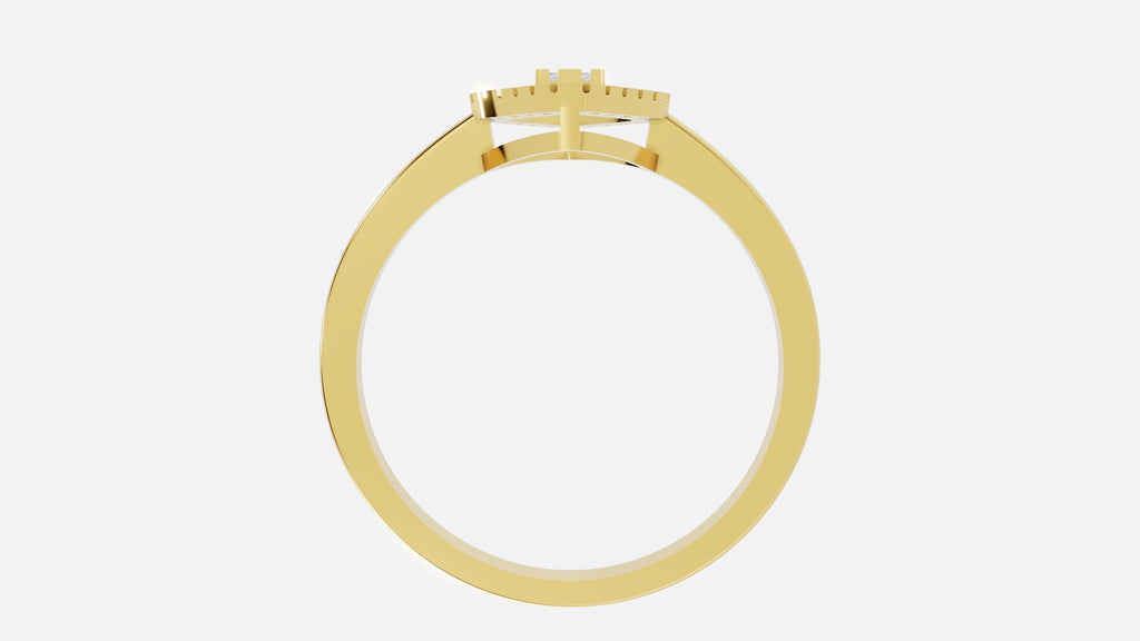 Yellow Gold Marquise Double Halo Lab Grown Diamond Engagement Ring profile View