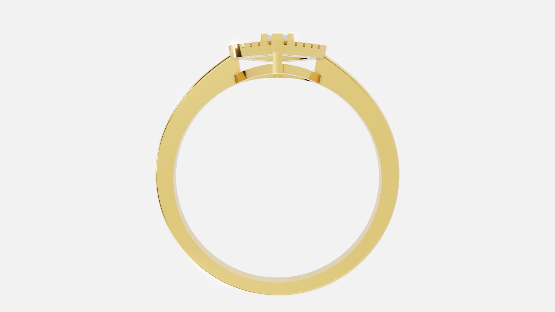 Yellow Gold Marquise Double Halo Lab Grown Diamond Engagement Ring profile View